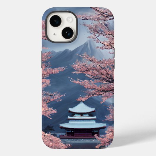 寺日本の、さくらんぼの花、山モダン Case-Mate iPhoneケース (裏面)
