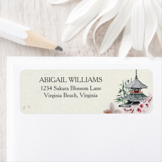寺日本の、竹、さくらんぼ花ズアドレス ラベル (インサイチュ)