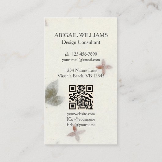 寺日本の、竹、さくらんぼ 名刺 (裏面)