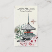 寺日本の、竹、さくらんぼ 名刺 (正面)