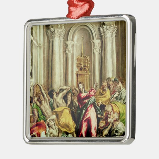 寺院から商人を運転しているイエス・キリスト メタルオーナメント (左)