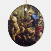 寺院から商人を運転しているキリスト セラミックオーナメント (左)