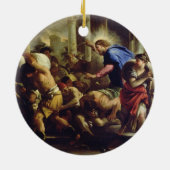 寺院から商人を運転しているキリスト セラミックオーナメント (裏面)
