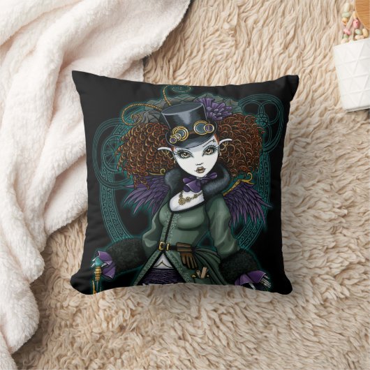 寺院のビクトリアンなSteampunkの吸血鬼の天使の枕 クッション (ブランケット)