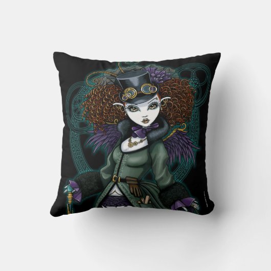 寺院のビクトリアンなSteampunkの吸血鬼の天使の枕 クッション (裏面)