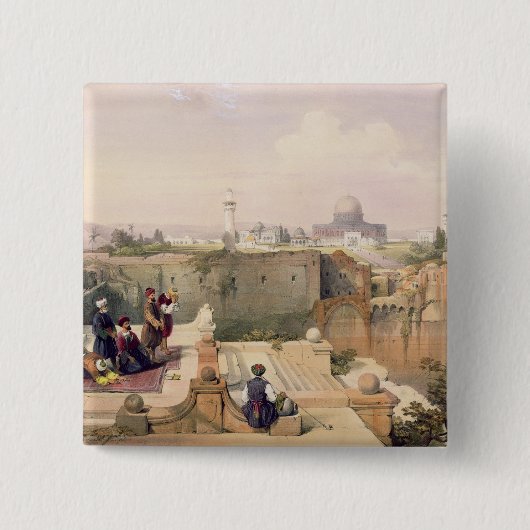 寺院の場所を示すオマールのモスク 缶バッジ (正面)