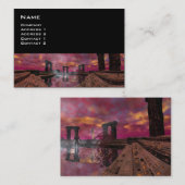 寺院の水の赤い紫色の黒のSci-Fi 名刺 (正面/裏面)