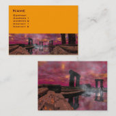 寺院の水、紫色の黄色 名刺 (正面/裏面)