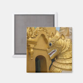 寺院の金のライオン像 マグネット (正面/裏面)