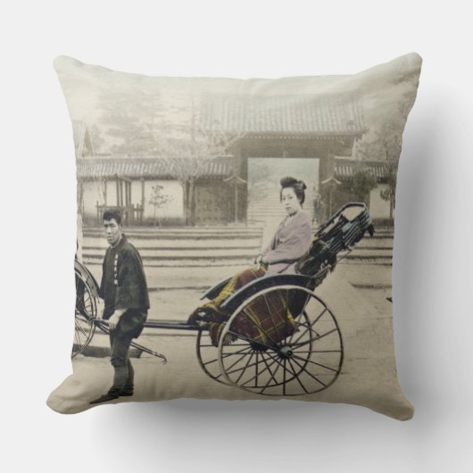 寺院、c.1880 (手coの前の「Jinrikisha」 クッション (正面)