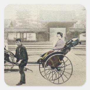 寺院、c.1880 (手coの前の「Jinrikisha」 スクエアシール