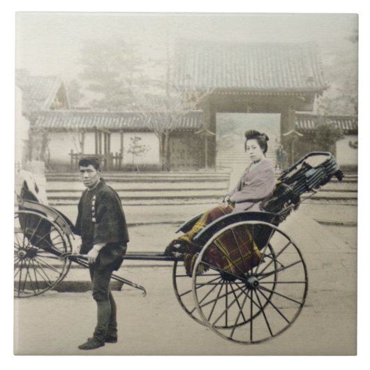 寺院、c.1880 (手coの前の「Jinrikisha」 タイル (正面)