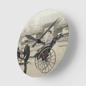 寺院、c.1880 (手coの前の「Jinrikisha」 ラウンド壁時計 (傾斜)