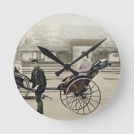 寺院、c.1880 (手coの前の「Jinrikisha」 ラウンド壁時計 (正面)