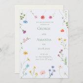 対する小柄フローラ結婚式招待状 エレガント 招待状 (正面/裏面)