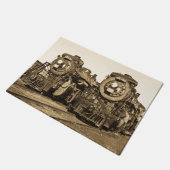 対のカナダの国民の列車エンジンのヴィンテージ ドアマット (アングル)