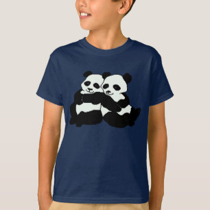 対のパンダくまの子供のワイシャツ Tシャツ