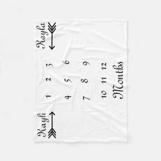 対のパーソナライズなマイル標石月毛布 フリースブランケット (正面)