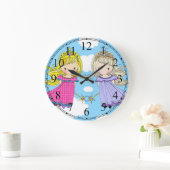 対のプリンセスの小さな女の子の時計 ラージ壁時計 (ホーム)