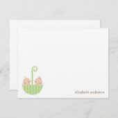 対のベビーのカスタムで平らなサンキューカード ノートカード (正面/裏面)