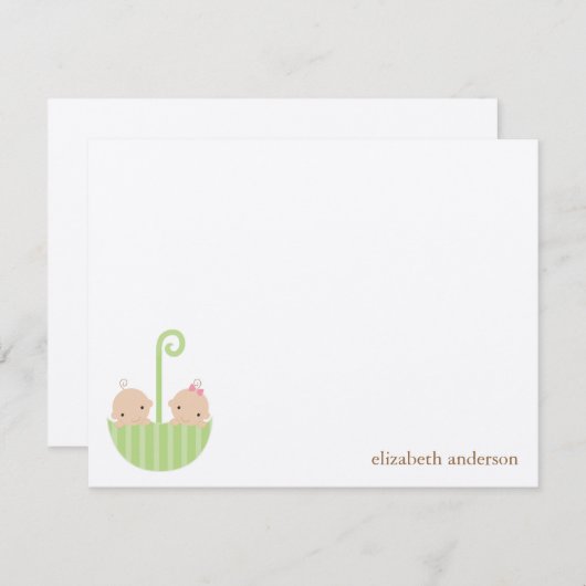 対のベビーのカスタムで平らなサンキューカード ノートカード (正面/裏面)