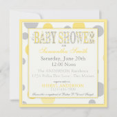 対のベビーの黄色の灰色はベビーシャワーに点を打ちます 招待状 (裏面)