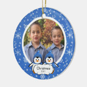 対のペンギンの写真のクリスマスオーナメント セラミックオーナメント (左)