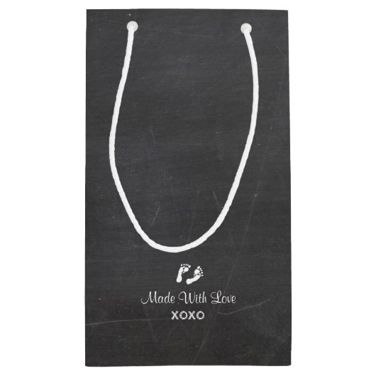 対の女の子および男の子象のベビーシャワーは感謝していしています スモールペーパーバッグ (裏面)