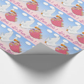 対の女の子のこうのとりのベビーシャワーの包装紙 ラッピングペーパー (角)