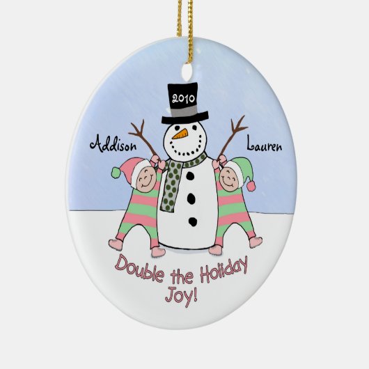 対の女の子のためのパーソナライズなオーナメント セラミックオーナメント (右)