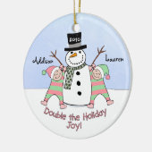 対の女の子のためのパーソナライズなオーナメント セラミックオーナメント (左)