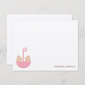 対の女の子のカスタムで平らなサンキューカード ノートカード (正面/裏面)