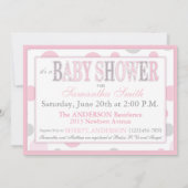 対の女の子のピンクの灰色はベビーシャワーに点を打ちます 招待状 (裏面)