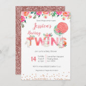 対の女の子のベビーシャワー招待状 招待状 (正面/裏面)