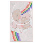 対の女の子のベビーシャワー スモールペーパーバッグ (裏面)