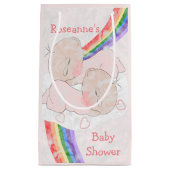 対の女の子のベビーシャワー スモールペーパーバッグ (正面)