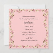 対の女の子のヴィンテージのピンクのベビーシャワーの招待状 招待状 (裏面)