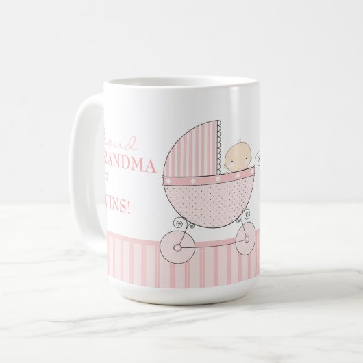対の女の子の明るいピンクキャリッジの誇り高い祖母 コーヒーマグカップ (正面左)
