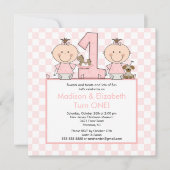 対の女の子の棒の姿は誕生日の招待状を結び付けます 招待状 (正面)