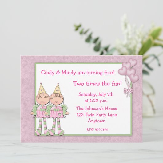 対の女の子の誕生会 招待状 (スタンド正面)