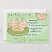 対の女の子ポッドのベビーシャワーの招待状の2個のエンドウ豆 招待状 (正面)