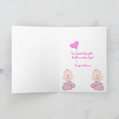 対の女の赤ちゃんのお祝い カード (内部)