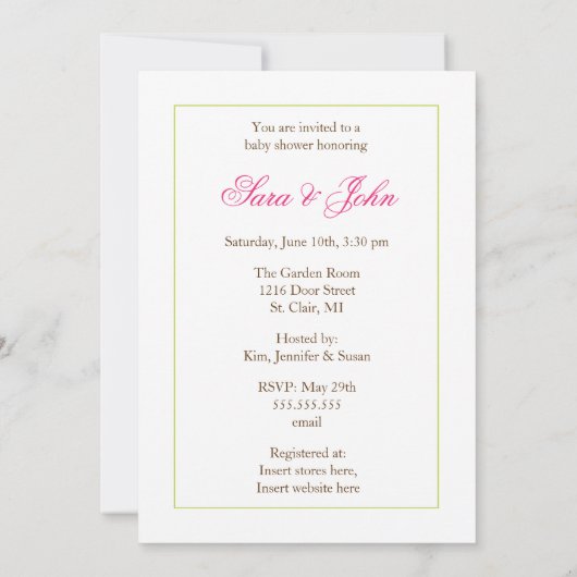 対の女の赤ちゃんのシャワーの招待状-フクロウ家族 招待状 (裏面)