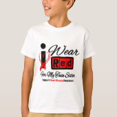 対の姉妹-私は赤いリボンの心臓病を身に着けています Tシャツ (正面)