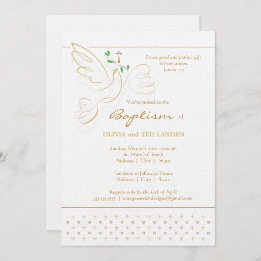 対の洗礼|の洗礼を施す招待状 招待状 (正面/裏面)