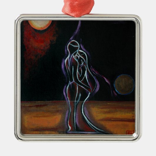 対の炎のオーナメント: 金属 メタルオーナメント (正面)