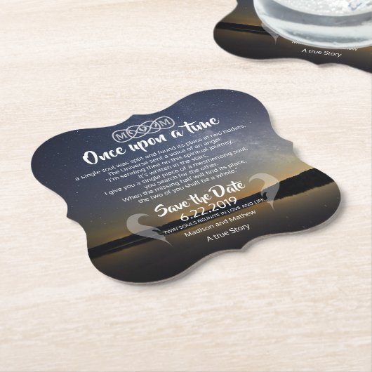 対の炎の保存日付のペーパーコースター ペーパーコースター (アングル)