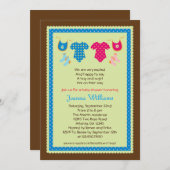 対の男の子および女の子のベビーシャワーの招待状 招待状 (正面/裏面)