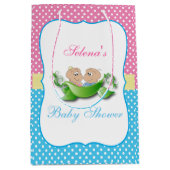 対の男の子および女の子のベビーシャワー ミディアムペーパーバッグ (正面)