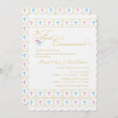 対の男の子および女の子の最初聖餐の招待状 招待状 (正面/裏面)